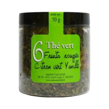 N°6 green tea with red berries, lime and vanilla - 70g loose leaf tea - Maison Taillefer - Blend