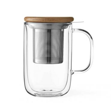 ‘Minima' Balance 400 ml double-wall glass Tea mug with infuser - Viva Scandinavia