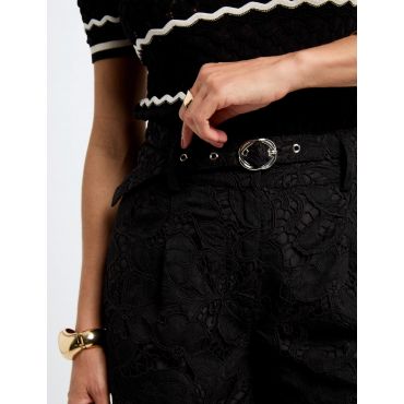 High waist laced shorts black women