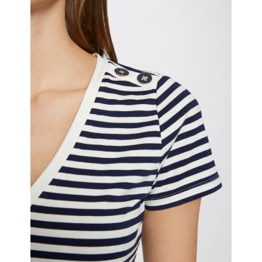 Striped short-sleeved t-shirt ivory women