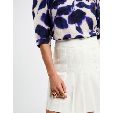 Pleated mini skirt white women