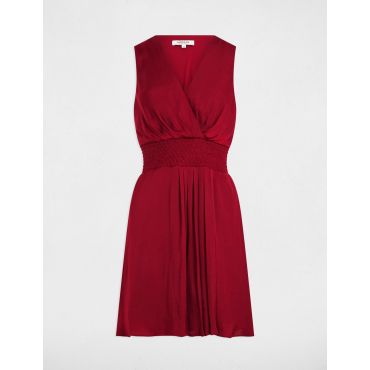 Mini loose straight dress dark red women