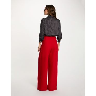 High-waisted wide trousers red women
