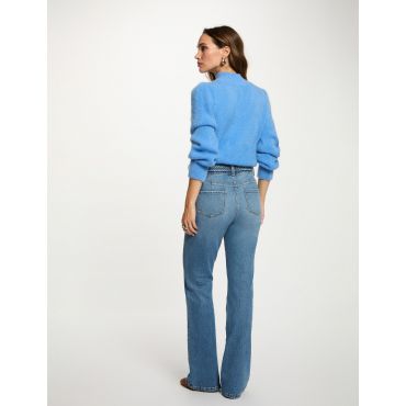 Jumper high collar blue women