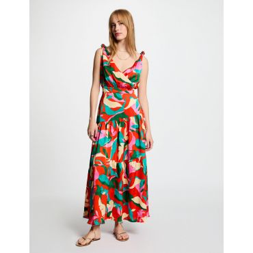 Printed maxi straight dress multicolor women