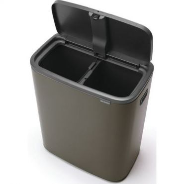 Brabantia - Roskakori Touch BO 2x30 L - Harmaa/musta - 60 L tilavuus - Lajittelu - Soft-Touch avaus