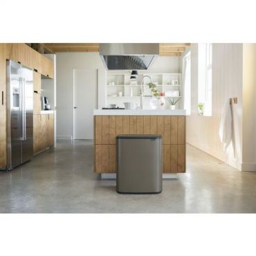 Brabantia - Roskakori Touch BO 2x30 L - Harmaa/musta - 60 L tilavuus - Lajittelu - Soft-Touch avaus