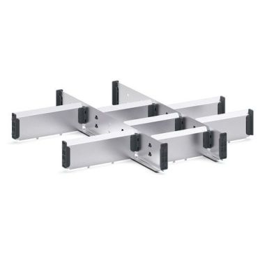 Bott - Laatikkolokero 10 lokerolla - 525x525x75 mm - Hopea