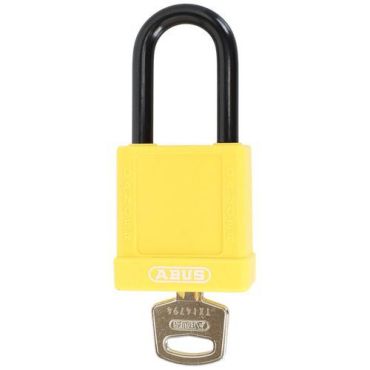 Abus - Riippulukko Locked Out keltainen - 40mm leveä 90mm korkea - Alumiini/teräs erilainen lukitus
