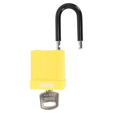Abus - Riippulukko Locked Out keltainen - 40mm leveä 90mm korkea - Alumiini/teräs erilainen lukitus