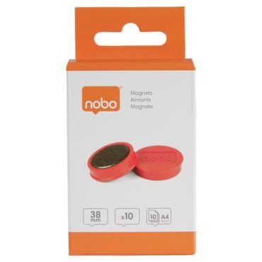 Nobo - Valkotaulumagneetti 38 mm punainen 1,5 kg 10 kpl