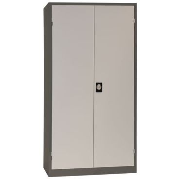 Korkea säilytyskaappi laatikkopaneeleilla - Antrasiitti/Vaaleanharmaa 1950x1000x450mm Teräs 3v takuu