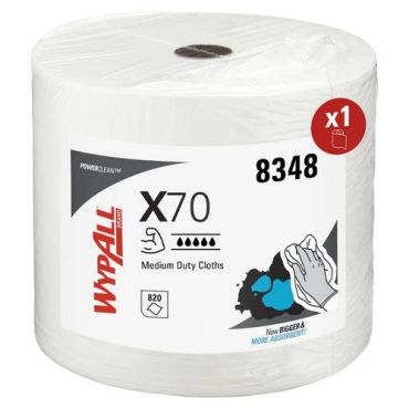 Wypall - Paperipyyhkeet jättirulla X70 PowerClean - Valkoinen - 870 arkkia - Kestävä ja tehokas puhdistus