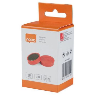 Nobo - Valkotaulumagneetti 38 mm punainen 1,5 kg 10 kpl