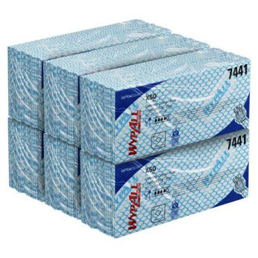 Wypall - Taitetut paperipyyhkeet X50 - Sininen - 50 arkkia/pakkaus - Kuituliina teollisuuteen