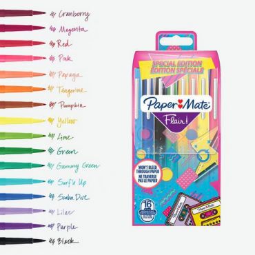 Papermate - Aseta flair retro trends 16 väriä sekoitettuna
