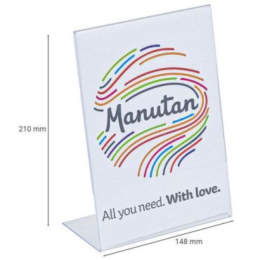 Manutan Expert - A5 kallistettu L-muotoinen pöytäjalusta - Läpinäkyvä polyeteeni - 148 x 210 mm - 100% kierrätettävä
