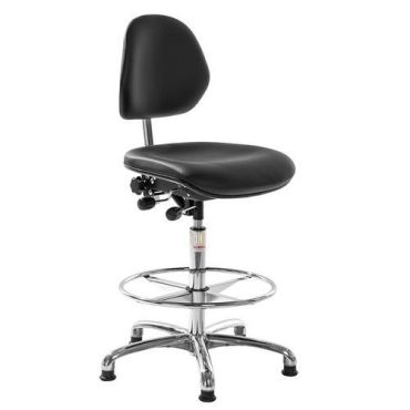 Global Professional Seating - Aktiv ESD työtuoli korkea - Säädettävä 650-910 mm korkeus keinonahka alumiinijalusta musta