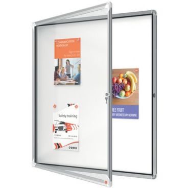 Nobo - Lukittava magneettinen ilmoitustaulu ulkokäyttöön - 12xA4 - Teräs Valkoinen Harmaa - 92.3x96.9 cm