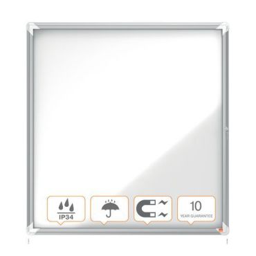 Nobo - Lukittava magneettinen ilmoitustaulu ulkokäyttöön - 12xA4 - Teräs Valkoinen Harmaa - 92.3x96.9 cm