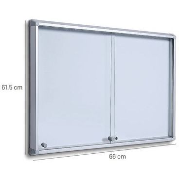 Showdown Displays - Sisävitriini liukuovilla - Magneettinen tausta - Hopea alumiinikehys - 66x61.5cm