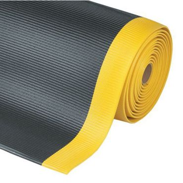 Notrax - Crossrib Sof-Tred vaimennusmatto - 60 cm x 91 cm - Musta/keltainen - Ergonominen keskipainoinen käyttö