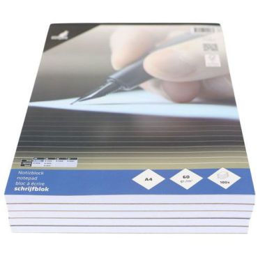 Fastprint - Muistilehtiö A4 - 100 sivua viivoitettu valkoinen - Toimistotarvikkeet