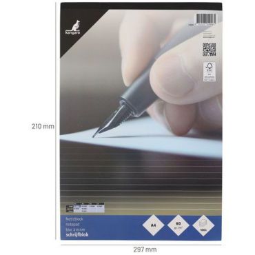 Fastprint - Muistilehtiö A4 - 100 sivua viivoitettu valkoinen - Toimistotarvikkeet