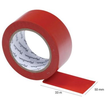 Manutan Expert - Lattiamerkintäteippi 50 mm x 33 m punainen - PVC 0,14 mm paksuus - Lean Management