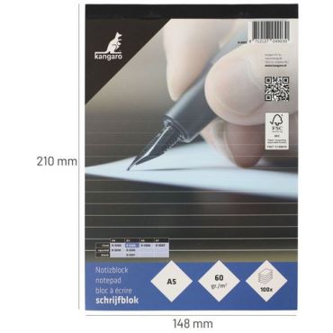 Fastprint - Muistilehtiö A5 - 100 sivua viivoitettu valkoinen - Toimistotarvikkeet