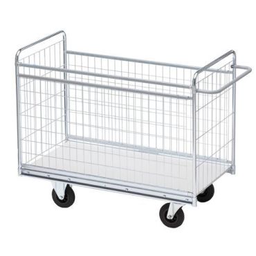 Helge Nyberg - Pakettivaunu matala malli - 1000 x 600 mm - 300 kg kantavuus - 2 kiinteää ja 2 jarrullista kääntyvää pyörää