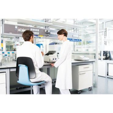 Bimos - Korkea Labsit-työpajatuoli - Sininen polyuretaani-istuin - Ergonominen ja kestävä