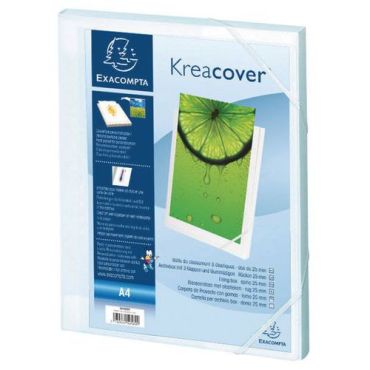 Exacompta - Kreacover arkistolaatikko A4 - 25 mm selkä - Muokattava etukansi - Valkoinen