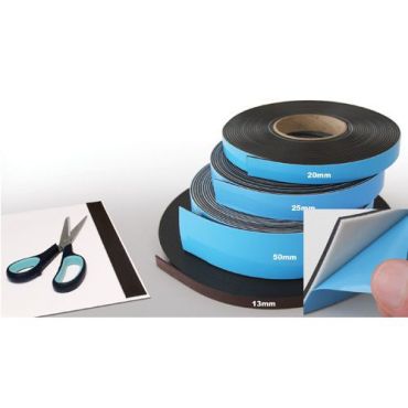 Magneettihihna tarralla 20 mm x 10 m Musta - Vahva kiinnitys kierrätettävä pakkaus
