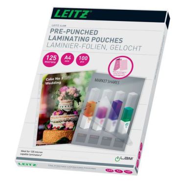 Leitz - Laminointitaskut A4 125 my - Rei'itetyt - 210 x 297 mm