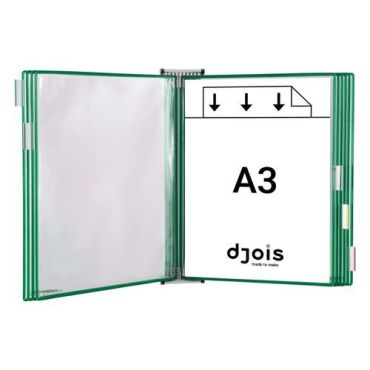 Djois Made By Tarifold - Seinäteline A3 10 vihreä - 10 taskua - Kierrätettävä