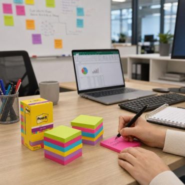 Post-it - Super Sticky - Muistilaput 76x76mm - 12 lohkoa sekavärejä - 90 arkkia/lohko