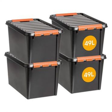 Smartstore - Säilytyslaatikko pro 49 l musta 4 kpl