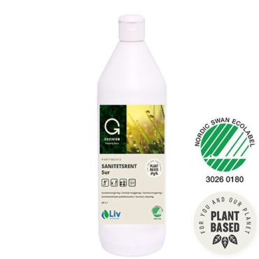 12 Kpl Pakkaus - Liv - Saniteettitilojen puhdistusaine Greenium 1 l - Ekologinen Joutsenmerkitty