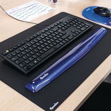 Manutan Expert - Rannetuki sininen geelimateriaalia - Ergonominen - 495x55x22 mm