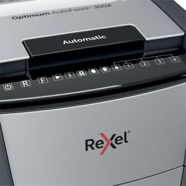 Rexel - Paperisilppuri Optimum AutoFeed+ 300X P4 - Automaattinen syöttö 60 L P-4 turvataso 55 dB