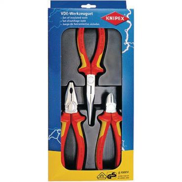 Knipex - 3 pihdin sarja - sähköasentaja - kromattu - eristetty 1000v