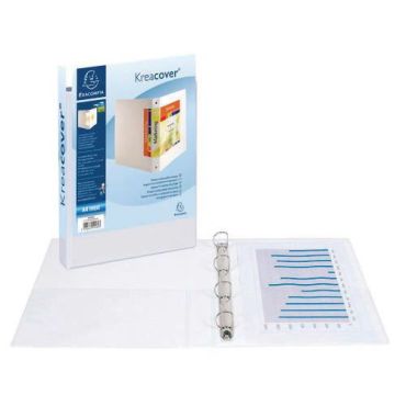 Exacompta - Kreacover-kansio 4 rengasta 30 mm valkoinen A4+