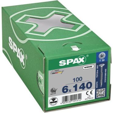 Spax - Ruuvi T-Star Plus uppokantaisella osakierteellä Ø 6x140 mm - 100 kpl laatikko - Teräs - Sisä- ja ulkokäyttöön