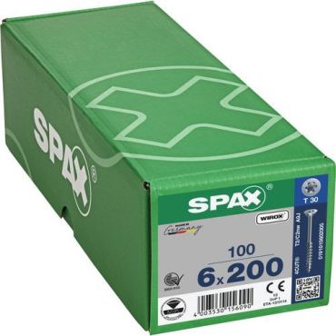 Spax - Ruuvit T-Star Plus uppokannalla Ø 6x200mm - 100 kpl laatikko - Teräs - Sisä- ja ulkokäyttöön