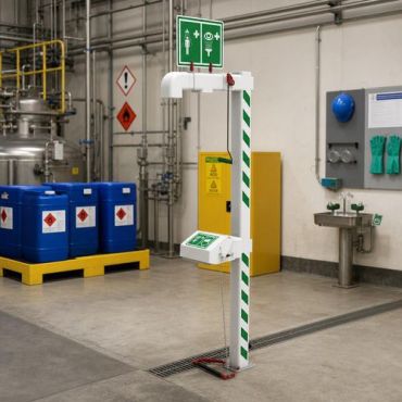 Hughes - Yhdistetty turvasuihku ja silmähuuhde (ATEX) - Ruostumaton teräs - 2230mm korkea - 76 L/min virtaus