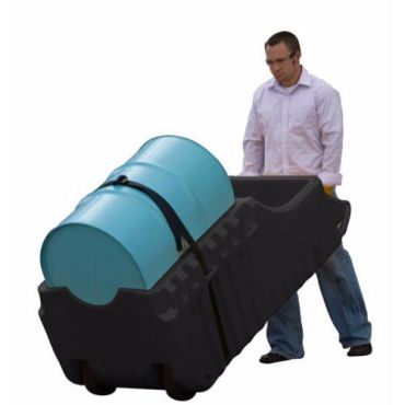 Justrite - Tynnyrivaunu Gator Caddy - Ecopolyblend 250 L keräystilavuus musta