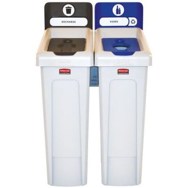 Rubbermaid - Slim Jim kierrätysasema 174L - Muovi - Lajittelu - Musta ja sininen