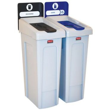 Rubbermaid - Slim Jim kierrätysasema 174L - Muovi - Lajittelu - Musta ja sininen