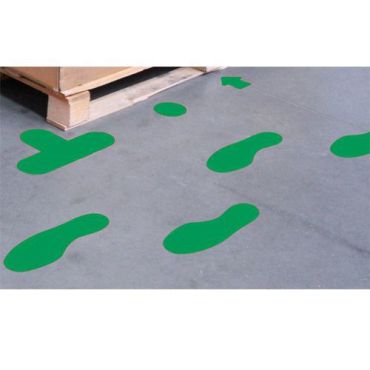 Lattiamerkki Jalanjälki vihreä 300 x 100 mm 10 kpl PVC Opasteet & Tiedotus